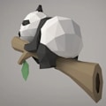 Pikkukuva 3 / 5: 3D-eläinpaperimalli, panda geometrisella puulla kodin sisustukseen, seinäkoristeluun, lasten koulutukseen, A