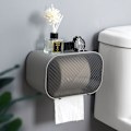 Miniatyrbillede 5 af 5: Multifunktionel vægmonteret toiletrulleholder uden stansning badeværelse toilet vandtæt og støvtæt papirhåndklæderullepumpe lys luksus toiletrulleboks