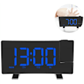 Miniatyrbild 2 av 5: Projektionsväckarklocka, digital väckarklockradio med USB-laddare, 0-100 % fullständig ljusstyrkedimmer, dubbel väckarklocka för tunga sovare, snooze,
