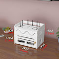 Miniatyrbillede 5 af 5: Hængende og stående router opbevaringsboks Vaskbar Wifi Router Skab Flip Låg Router Stativ Dekorativ Træ Router Boks Skjult Boks til Kabel TV Væggen