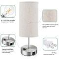Miniatyrbild 3 av 5: Sänglampa för sovrum med 2 USB-laddningsbordlampor Kaffe Tyglampskärm för sovrum Modern belysningsarmatur EU-kontakt
