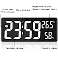 Miniatyrbillede 5 af 5: LED Digital Væg Ur, Store Cifre Display, Indendørs Temperatur og Fugtighed, til Bondehus, Klasseværelse, Kontor Hvid