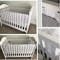 Miniatyrbillede 3 af 5: Åndbare Mesh Bumper 4 Sider Anti-Kollision til Baby Seng - Hvid