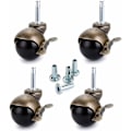Miniatyrbilde 1 av 4: 4 stk. Svingbare Hjul 40mm Stamme, Møbelhjul med Bremse, Nylonhjul for Kontorstol, Sofa, Seng, Bæreevne 25kg per Hjul