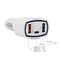 Miniatyrbillede 3 af 5: Pd Biloplader Qc3.0 Dobbelt USB Multi-porte 3.0 Opladning 5V3A18W Mobiltelefon Hvid