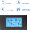 Miniatyrbillede 3 af 5: Voltmeter Amperemeter 12V DC 6,5-100V 20A - Spændingsmåler Wattmeter - Spænding Strøm Effekt Tester - LCD Energimåler DC20A