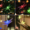 Miniatyrbilde 3 av 5: Solcelled Lyslenke med 50 LED-lys, Dragonfly Fairy Lights, Utendørs Multifarget Blinkende Dragonfly Solcellelampe Dekorasjon med 8 Lysmoduser Vanntette Lys