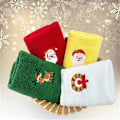 Miniatyrbild 5 av 5: Julhanddukar 4-pack tvättlappar ren bomullshanddukar dekorativ disktrasa set för badrum julhandduksset för julmönsterdesign set