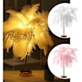 Miniatyrbild 3 av 5: Fjäder bordslampa med fjärrkontroll USB roséguld bas för hem Rosa