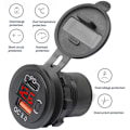 Pikkukuva 2 / 5: 12V-24V 48W USB-pistorasia vedenpitävä laturi PD-pistorasia ja QC3.0 USB-portti jännite LED:llä autoon, kuorma-autoon, golfkärryyn, sininen