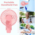 Miniatyrbillede 2 af 4: Foldbar bærbar ventilator, USB-opladelig ventilator med batteri, lyserød lille ventilator med ledning