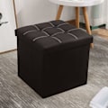 Miniatyrbillede 1 af 5: Pouf, Ottoman opbevaringsboks Cube fodskammel. Foldbar og multifunktionel sæde 38x38x38cm. Sort -DENUOTOP
