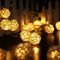 Miniatyrbillede 3 af 5: LED Rattan Kuglelys, 5 m, 40 LED'er, Stænger, Vandtæt, IP44 Rattan Kugler, Lysguirlande, Julepynt til Bryllup, Plæne, Jul, Hjem,