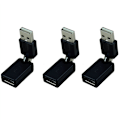 Pikkukuva 1 / 5: 3 kpl Mustaa USB 2.0 Uros-liitäntä 360 asteen kiertoa tukevaan jatkojohtoon