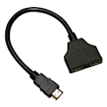 Pikkukuva 1 / 5: Hdmi-jakaja Hdmi-jakajakaapeliadapteri 1 sisään 2 ulos Hdmi-uros-
