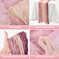 Miniatyrbillede 5 af 5: 2 stk. Ostedug i cheesecloth Bohemia-borddug med gradient til babyshower, bryllup, forlovelse og brudedekoration