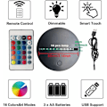 Miniatyrbilde 2 av 5: 4x 3D natt LED lampebase + fjernkontroll + USB-kabel Justerbar 7 farger Dekorative lys (2x svart 2x hvit)