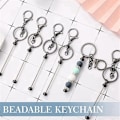 Miniatyrbild 5 av 5: 6 st Beadable Keychain Bars Blanks Bead Keychain Metall Beadad Keychain för DIY Hänge Smycken Tillverkning, Silver