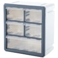 Miniatyrbillede 1 af 5: Plastik Opbevaringsboks Kosmetisk Organizer Desktop Multi-Layer Skuffe Værktøjer Perle Ringe Makeup Organizer-Hvid Fem Gitter