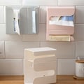 Miniatyrbillede 5 af 5: Perforeret vægmonteret multifunktionel tissueboks gratis toiletpapirholder badeværelseshylde køkkenopbevaringshylde (hvid)