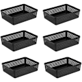Miniatyrbillede 1 af 5: Plastik Opbevaringskurve/Organiseringskurv 34 x 25 x 9,2 cm Sæt af 6 (Hvid, Sort, Grå) (Sort)