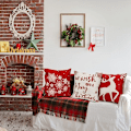 Miniatyrbilde 3 av 5: Juleputetrekk 18X18 Sett med 4 Juledekorasjoner Gårdshus Putetrekk for Hjemmedekor