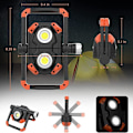 Miniatyrbilde 2 av 5: Oppladbar LED arbeidslampe, 3 COB 1150LM flomlys, 360° rotasjon vanntett lys, for RV-reparasjon osv., oransje