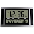 Miniatyrbild 1 av 5: LCD Digital Väggklocka Stora Siffror Tid Temperatur Kalender Alarm Bordsklocka Modern Design Kontor Silver