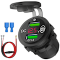 Miniatyrbilde 1 av 5: Dual Port USB-billader for biluttak QC3.0 12V/24V ladeadapter med LED digital voltmeter berøringssvitsj A