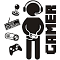 Miniatyrbilde 1 av 5: Gamer-klistremerker for gutterom, klistremerker for barnerom, gutterom, lekerom, veggdekor