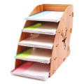 Miniatyrbilde 4 av 5: Trestativ i tre for oppbevaring av regninger, skrivebordsarrangør i papir, filholder, dokumentmappe, sorteringsskuff, postmappe