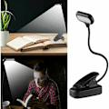 Pikkukuva 1 / 5: Latautuva lukulamppu, 5 LED-lukulamppu 360° joustava kaulan kirjan lukemiseen sängyssä, kiinnikkeellinen lamppu Kindlelle/kannettava kiinnikkeellinen lamppu e-lukulaitteille/yölle/matkalle