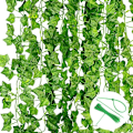 Pikkukuva 1 / 5: Tekollisia Ivy-köynnöksiä 12 kpl Teko-kasvi Väärennös Ivy-koriste Juhliin, Hääihin, Puutarhaan, Sisätiloihin, Ulkotiloihin (2,2 m, sisältää kaapelisiteet)