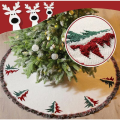 Miniatyrbild 4 av 5: Stor julgransmatta, 122 cm tung ull 3D-stickad julgransmatta med virkad tofs vit julgransmatta för fest och semester heminredning