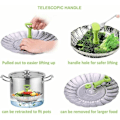 Miniatyrbillede 3 af 5: Rustfrit Stål Dampkurv, 9'' Rustfrit Stål Dampkurv til Trykkoger med Teleskopisk Håndtag, Kurv til Dampning, Daisy Flower Dampmadlavning, F