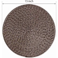 Miniatyrbilde 4 av 4: Set med 6 runde flettede plassmatter for spisebord Sklisikre vaskbare vevde plassmatter 15 tommer (Brun)