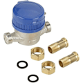 Miniatyrbillede 1 af 5: 15mm 1/2'' Koldt Vands Meter Vilkårlig Rotation Funktion Vandmåler med Fittings til Have Hjem