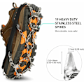 Miniatyrbilde 2 av 5: Traksjonspigger, Is- og Snøgrep, Brodder for Fottøy med Rustfrie Stålpigger for Gåing, Jogging, Klatring, Hiking på Snø og Is, Oransje XL