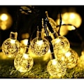 Miniatyrbillede 1 af 5: Solcelled Fejelygter Udendørs (Varmt Hvidt), 13,8M 60 LED Solcelle Boldstrenglys 8 Tilstande Vandafvisende Indendørs Udendørs til Have, Terrasse, Jul