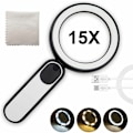 Pikkukuva 1 / 4: 15X Ladattava Luppi, Lukulasiluppi, Valoisa Luppi 21 LEDillä 3 Tilassa, Käsikäyttöinen Luppi, USB-Lataus