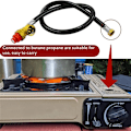 Miniatyrbilde 4 av 5: 26 tommers propan-butan gass bærbar campingkomfyr erstatningsregulator med slange konverterer til 1 LB engangsflaske