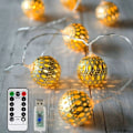 Miniatyrbilde 1 av 5: LED-lyslenker, 20 marokkanske LED-kranser 3M 8 dimmbare moduser med fjernkontroll, orientalsk julekrans med kuler med USB, IKKE batteridrevet
