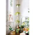 Miniatyrbild 2 av 5: Macrame Växthängare 3-lagers Inomhus Utomhus Hängande Planteringskorg Bomullsrep med Pärlor 177cm -