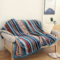 Pikkukuva 4 / 5: 125x155cm fleece-peitto, paksu pehmeä ja mukava flanellipeitto, kääntyvät siniset peitot ja heitot, pehmeä ja kodikas Sherpa-sohvaheitto raidallinen