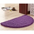 Miniatyrbillede 1 af 3: Halvcirkel bademåtte, blød absorberende chenille fuzzy badekar måtte skridsikker tæpper halv måne bademåtte til badekar maskinvaskbar -Lilla-40 x 60-
