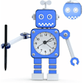 Miniatyrbild 1 av 5: Robotväckarklocka, Analog Väckarklocka, Rostfritt Stål Tyst Väckarklocka med Blinkande Upplysta Ögon och Roterande Arm, Present till Barn, Flickor Pojkar HI