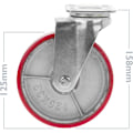 Miniatyrbillede 4 af 5: Industriel polyuretan og metal drejehjul uden bremse 125 mm