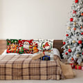 Miniatyrbillede 4 af 5: Julepudebetræk 45x45cm, Sæt med 4 Juledekorative Sofa i Bomuld og Linned Jul til Sofa Seng Sovestol Have-Julefarve