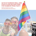 Miniatyrbillede 3 af 4: 50 stk. Regnbue Pride Flag Mini Stangsflag, Regnbue Party Dekorationer