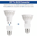 Miniatyrbild 2 av 5: Sockeladapter E27 till GU10, 0-250V, max. 200W, E27 Skruvsockel till Basomvandlare för GU10 LED-lampa, Halogen och CFL-lampa, Keramisk Adapter, Pa